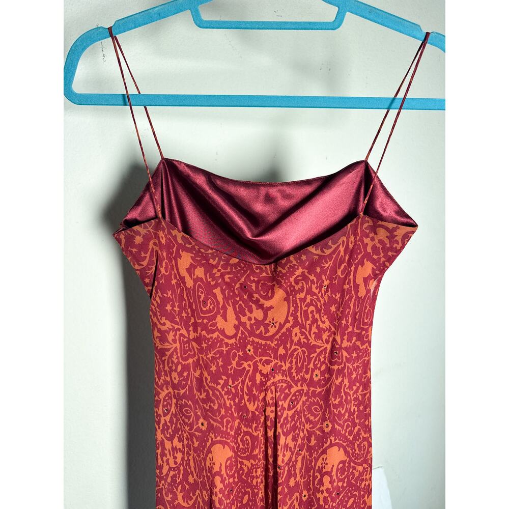 Laundry by Shelli Segal 100% Silk Paisley Rhinestone Maxi Dress Size 10 - Picture 6 of 17